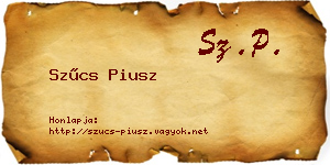 Szűcs Piusz névjegykártya